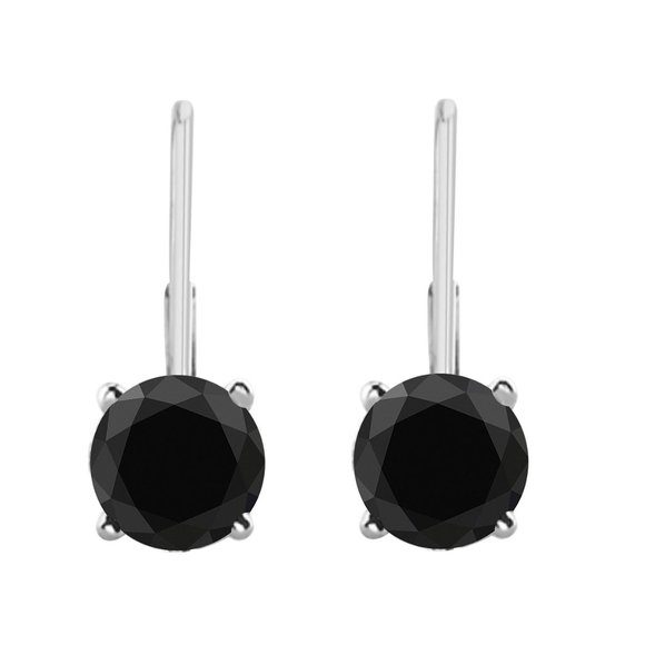 0.20 Cttw Leverback Natural Black Diamond Earrings - Picture 7 of 12